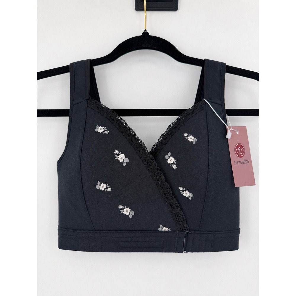 NWT FionaBra Front Wrap Closure Women XS‎ Black Floral Adaptive Comfort